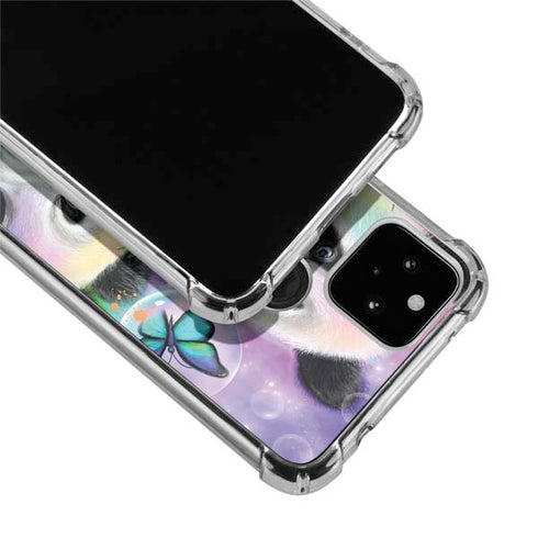 Rainbow Pandas with Butterflies by Sheena Pike Google Pixel 5 Clear Case